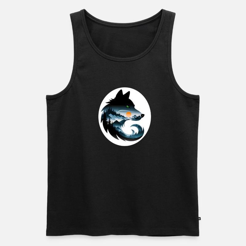 Wolf Landschaft - Männer Premium Bio Tank Top - Schwarz