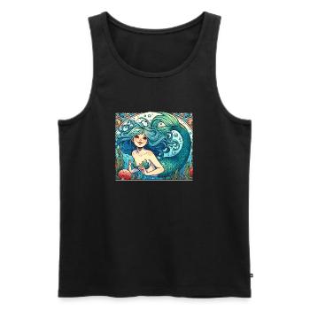 Sirène Sirène Cheveux Bleus Art Nouveau Cadeau - Débardeur bio Premium Homme - noir - Devant - AI Model Male 178 light (178cm)
