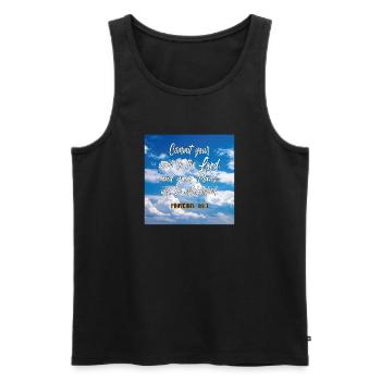 Proverbs16:3 - Men's Premium Organic Tank Top - black - Front - AI Model Male 178 light (178cm)