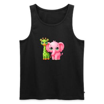 Cute Animal Friendship Illustration - Men's Premium Organic Tank Top - black - Front - AI Model Male 178 light (178cm)