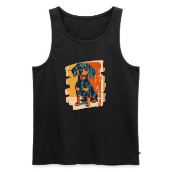 Dackel Dachshund - Männer Premium Bio Tank Top - Schwarz - Vorne - AI Model Male 178 light (178cm)