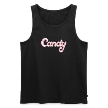 Candy Lettering – 3D Render Candy Style - Men's Premium Organic Tank Top - black - Front - AI Model Male 178 light (178cm)