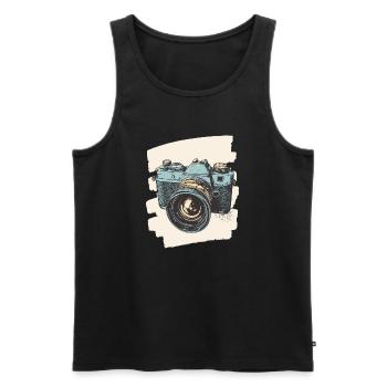 Camera Photo Camera Photographer Female Photographer - Men's Premium Organic Tank Top - black - Front - AI Model Male 178 light (178cm)