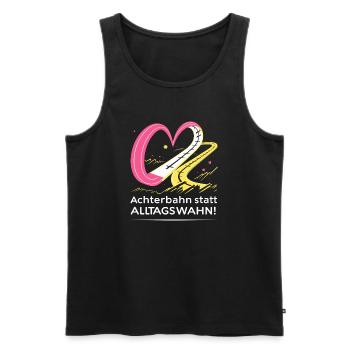 Roller coaster instead of everyday mania - Men's Premium Organic Tank Top - black - Front - AI Model Male 178 light (178cm)