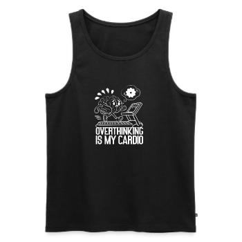 Overthinking is my Cardio – Brain on Fire - Männer Premium Bio Tank Top - Schwarz - Vorne - Michal (187cm)