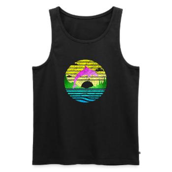 Jumping Dolphin 2 - Men's Premium Organic Tank Top - black - Front - AI Model Male 178 light (178cm)