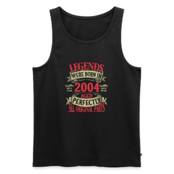Born in 2004 Vintage Style Heritage Design - Men's Premium Organic Tank Top - black - Front - AI Model Male 178 light (178cm)