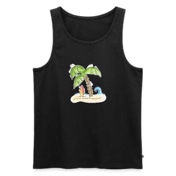 Surfbrett unter Palme - Männer Premium Bio Tank Top - Schwarz - Vorne - Michal (187cm)