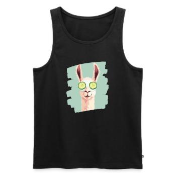 Llama Alpaca Beauty Selfcare Mask - Men's Premium Organic Tank Top - black - Front - Michal (187cm)