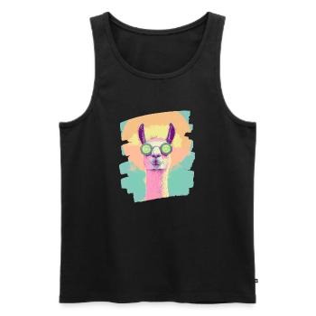 Llama Alpaca Beauty Selfcare Mask - Men's Premium Organic Tank Top - black - Front - Michal (187cm)