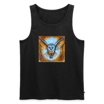 Glowing owl in flight - Men's Premium Organic Tank Top - black - Front - AI Model Male 178 light (178cm)