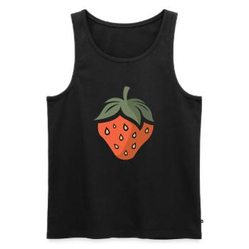 Icône de fraise dans le style bande dessinée et dessin animé - Débardeur bio Premium Homme - noir - Devant - Michal (187cm)