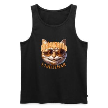 Melomanie ist unheilbar - Musiksüchtige Katze - Männer Premium Bio Tank Top - Schwarz - Vorne - Michal (187cm)