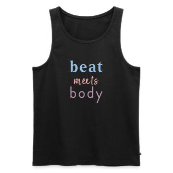Beat Meets Body – Danse Dicton Design - Débardeur bio Premium Homme - noir - Devant - AI Model Male 178 light (178cm)