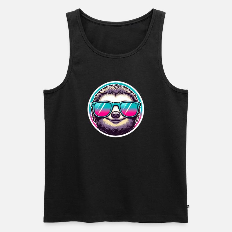 Faultier mit Sonnenbrille in Pastell - Männer Premium Bio Tank Top - Schwarz