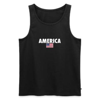 Amérique États-Unis Drapeau américain Amérique - Débardeur bio Premium Homme - noir - Devant - Michal (187cm)
