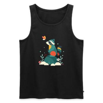 Waschbär & Schmetterling-Niedliches Waldtier-Motiv - Männer Premium Bio Tank Top - Schwarz - Vorne - Michal (187cm)