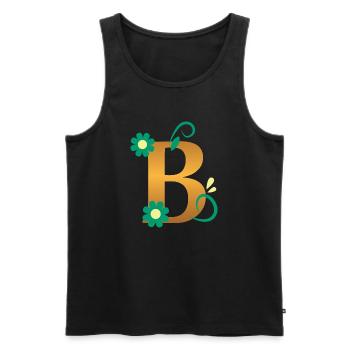 B - Männer Premium Bio Tank Top - Schwarz - Vorne - Michal (187cm)