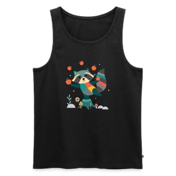 Verspielter Waschbär jongliert fröhlich mit Äpfeln - Männer Premium Bio Tank Top - Schwarz - Vorne - AI Model Male 178 light (178cm)