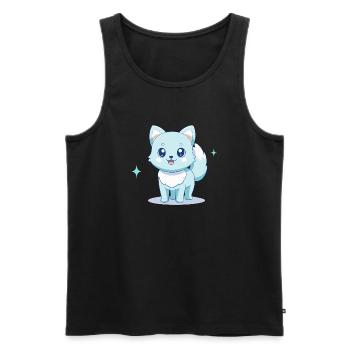Adorable blue spitz dog with cheerful eyes - Men's Premium Organic Tank Top - black - Front - AI Model Male 178 light (178cm)