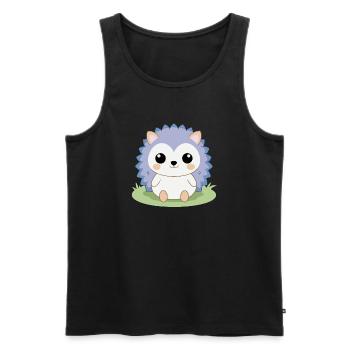 Baby hedgehog sitting in the garden - Men's Premium Organic Tank Top - black - Front - AI Model Male 178 light (178cm)