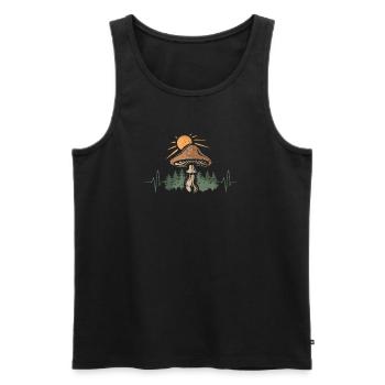 Champignon dans la nature avec battement de cœur - extérieur et forêt - Débardeur bio Premium Homme - noir - Devant - Michal (187cm)