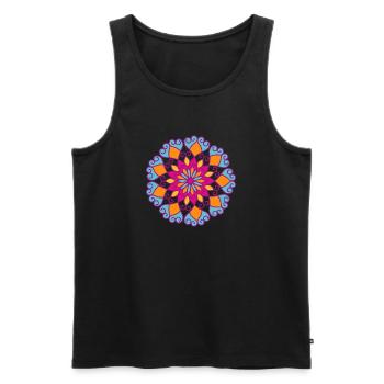 Mandala Yoga Fleur Ornement Inde Yogi Méditation - Débardeur bio Premium Homme - noir - Devant - AI Model Male 178 light (178cm)