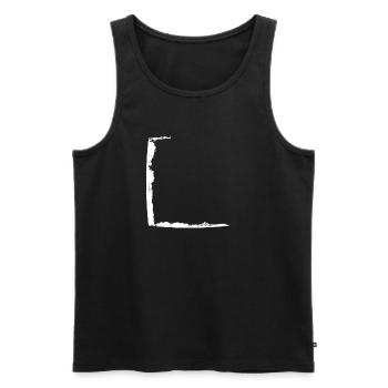 Demi-cadre blanc sale - Débardeur bio Premium Homme - noir - Devant - AI Model Male 178 light (178cm)