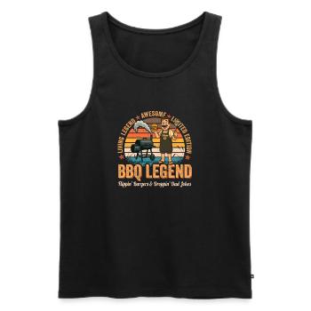 Retro BBQ Legend Lustiger Grill-Father Vatertag - Männer Premium Bio Tank Top - Schwarz - Vorne - AI Model Male 178 light (178cm)