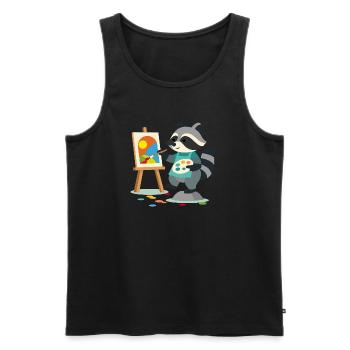 Creative raccoon for art lovers young and old - Men's Premium Organic Tank Top - black - Front - AI Model Male 178 light (178cm)