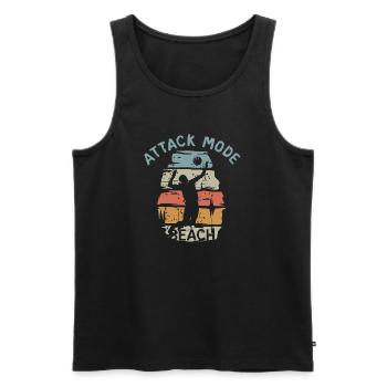 attack mode beach - vintage Volleyball Spieler - Männer Premium Bio Tank Top - Schwarz - Vorne - AI Model Male 178 light (178cm)