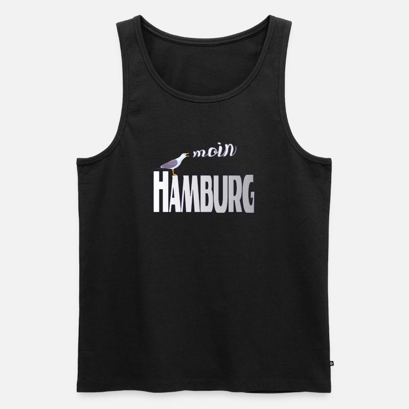 Hamburg Möwe & Moin Design - Männer Premium Bio Tank Top - Schwarz