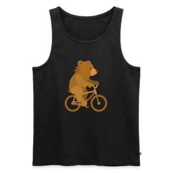 Fröhlicher Bär auf Fahrrad –Verspieltes Tierdesign - Männer Premium Bio Tank Top - Schwarz - Vorne - AI Model Male 178 light (178cm)