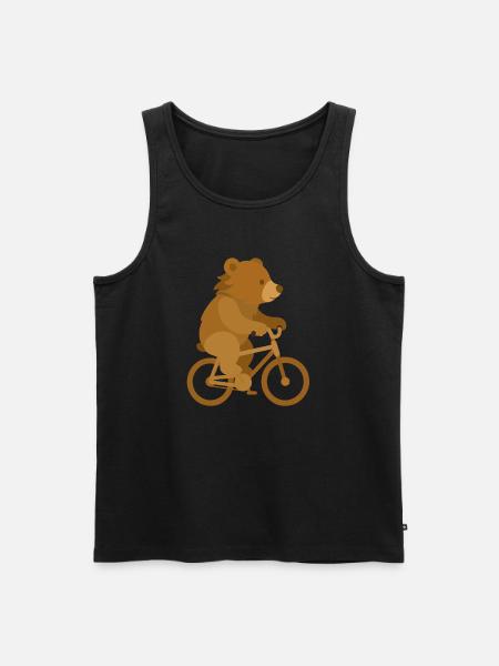 Cheerful Bear on Bicycle – Playful Animal Design - Men's Premium Organic Tank Top - black