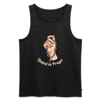 United in prayer - Men's Premium Organic Tank Top - black - Front - AI Model Male 178 light (178cm)