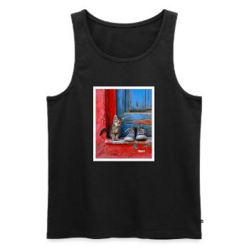 chat doux - Débardeur bio Premium Homme - noir - Devant - AI Model Male 178 light (178cm)