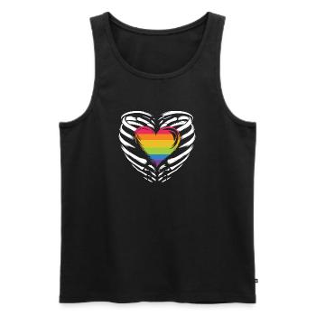 LGBTQ Pride Monat - Regenbogenherz - Männer Premium Bio Tank Top - Schwarz - Vorne - AI Model Male 178 light (178cm)