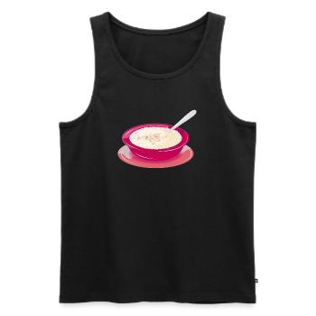 Milchreis in knalligem Teller – Süßes Genussmotiv - Männer Premium Bio Tank Top - Schwarz - Vorne - AI Model Male 178 light (178cm)