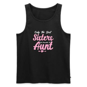 Nur die besten Schwestern werden zur Tante befördert - Männer Premium Bio Tank Top - Schwarz - Vorne - Michal (187cm)