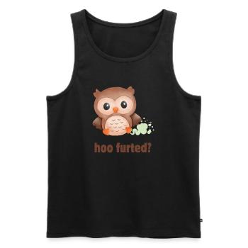Hoo Furted Owl Jeu de mots - Débardeur bio Premium Homme - noir - Devant - AI Model Male 178 light (178cm)
