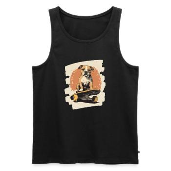 Amerikanische Bulldogge Hund auf Skateboard - Männer Premium Bio Tank Top - Schwarz - Vorne - Michal (187cm)