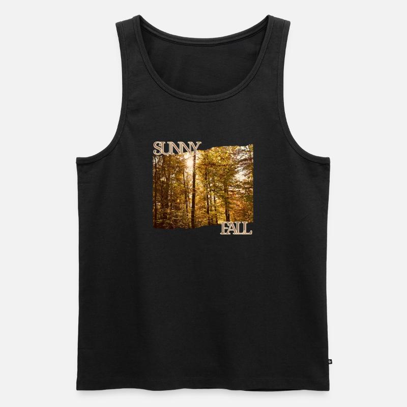 Sunny Fall - Herbstsonne im Wald - Männer Premium Bio Tank Top - Schwarz