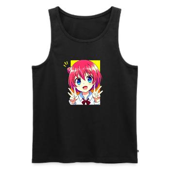 Cute Anime Manga Girl - Peace Sign Kawaii - Men's Premium Organic Tank Top - black - Front - Michal (187cm)