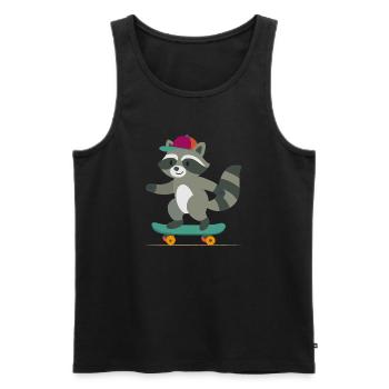 Skateboard raccoon with baseball cap - Men's Premium Organic Tank Top - black - Front - AI Model Male 178 light (178cm)