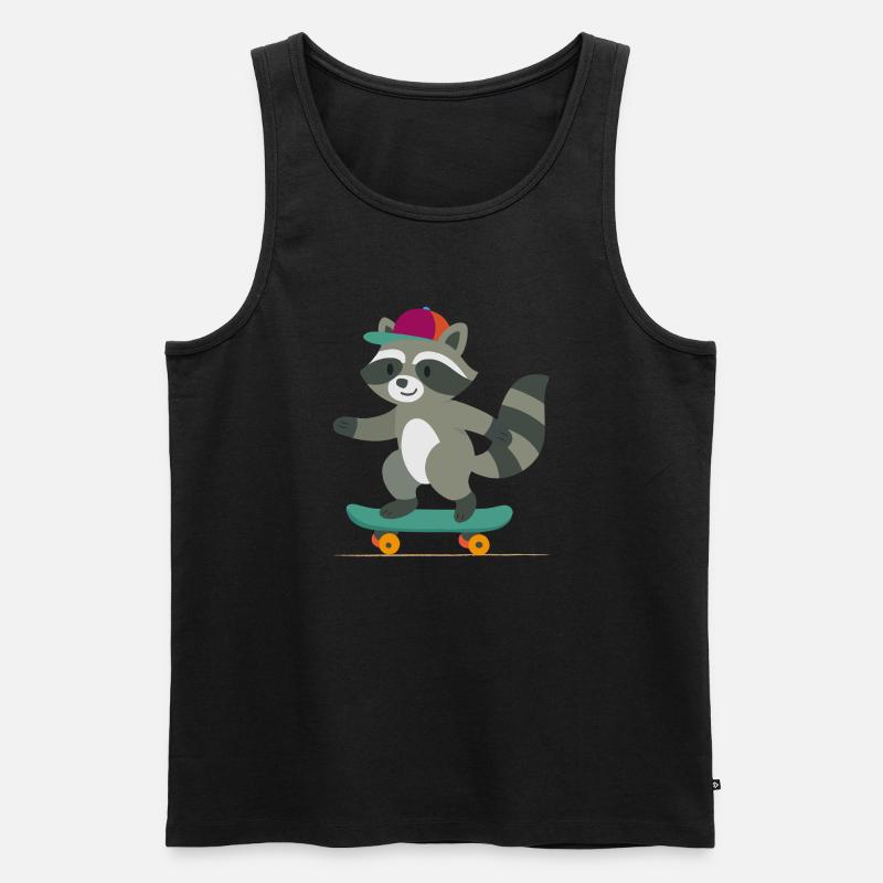 Skateboard-Waschbär mit Basecap - Männer Premium Bio Tank Top - Schwarz