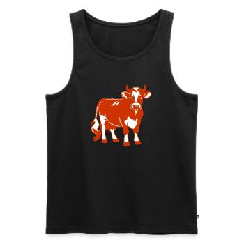 Red-brown dairy cow design – Country & farm - Men's Premium Organic Tank Top - black - Front - Michal (187cm)