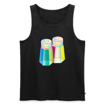 Salt & Pepper in a Prisma Glass – Colorful Spice - Men's Premium Organic Tank Top - black - Front - Michal (187cm)