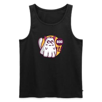Boo cat - Cute Ghost Cat - Men's Premium Organic Tank Top - black - Front - AI Model Male 178 light (178cm)