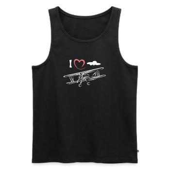 Ich liebe Fliegen - vintage Flugzeug am Himmel - Männer Premium Bio Tank Top - Schwarz - Vorne - Michal (187cm)