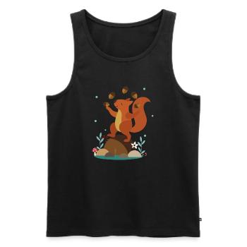 Juggling Squirrel – Funny Forest Scene - Men's Premium Organic Tank Top - black - Front - Michal (187cm)